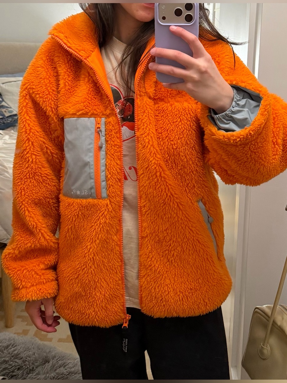 NWT Sandy Liang Fleece Jacket in Bright Orange